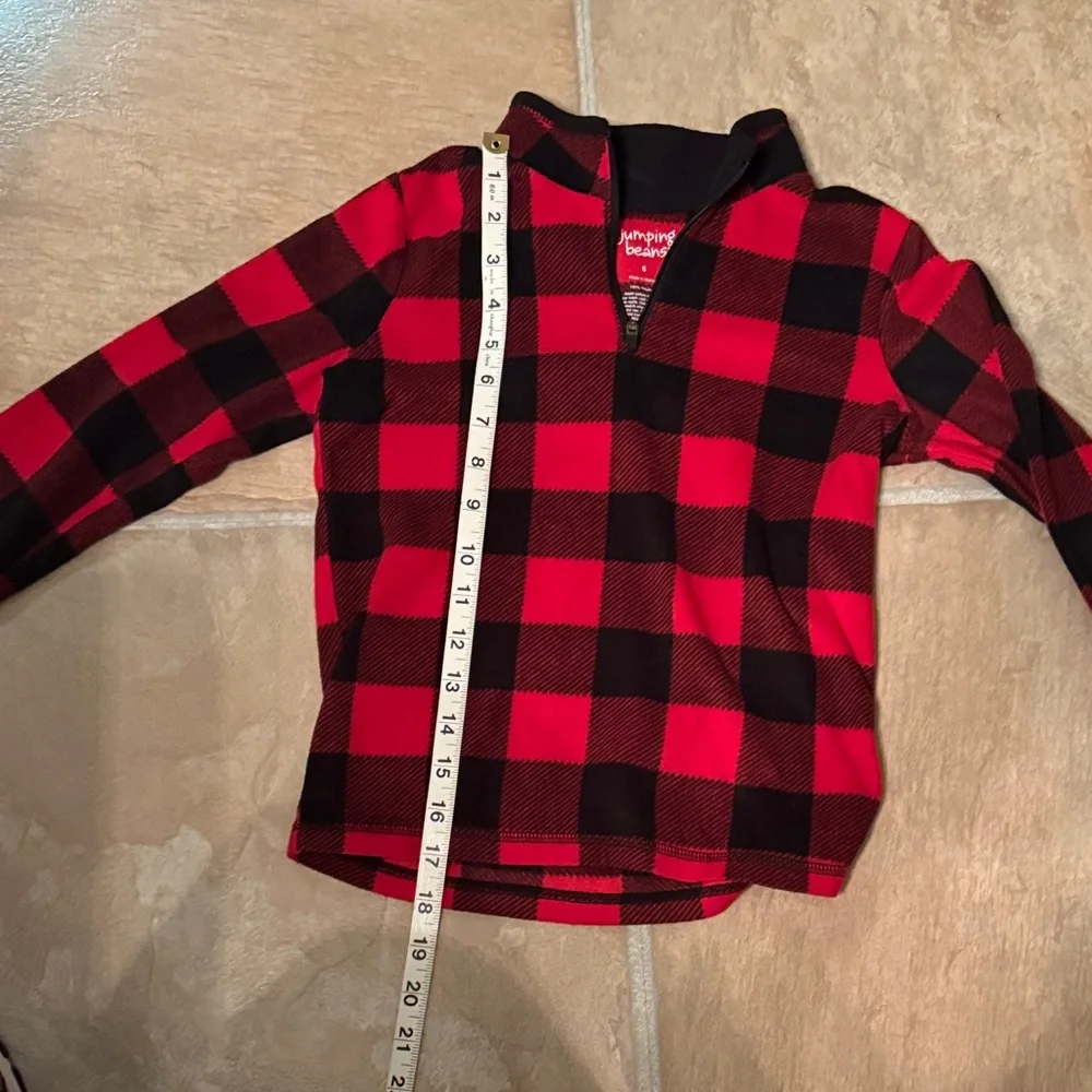 Boys' Red & Black Buffalo Plaid Half-Zip Fleece Pullover Shirt size 6 - Picture 5 of 5